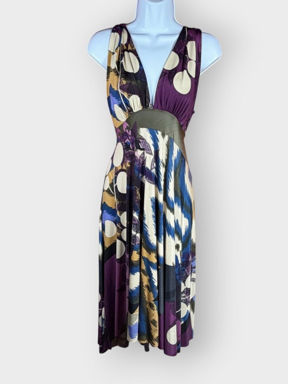 Vtg 90s Y2K Co-me Como Babydoll Dress | L | Purple Abstract | Boho Whimsigoth